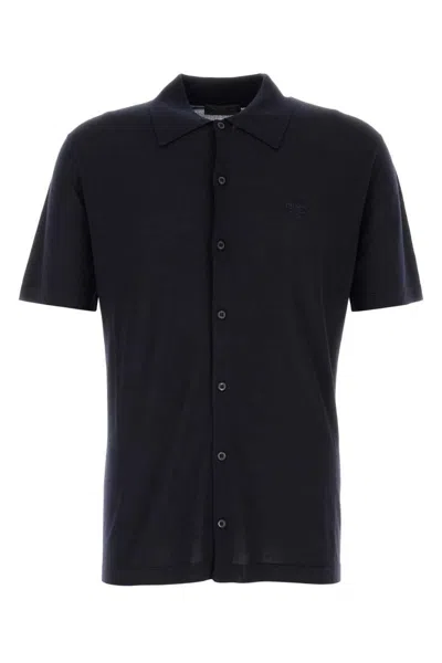 Prada Midnight Blue Wool Shirt In Dark Blue
