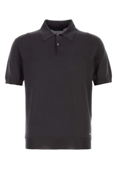 Prada Recycled Silk Polo Shirt For Men In Brown