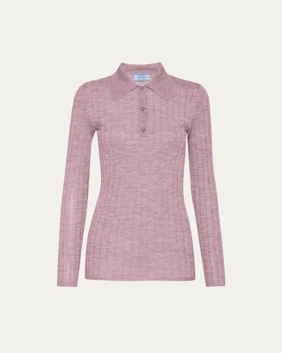 Prada Polo Cashmere-blend Shirt In Antico