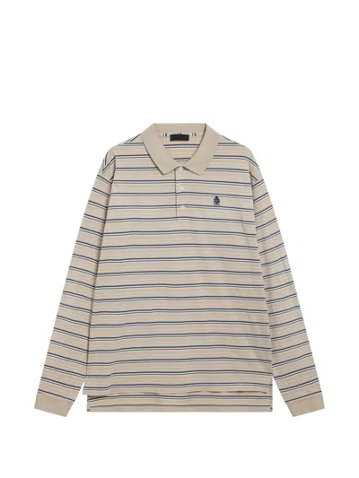 Prada Long Sleeve Polo Shirt Striped Design In Neutral