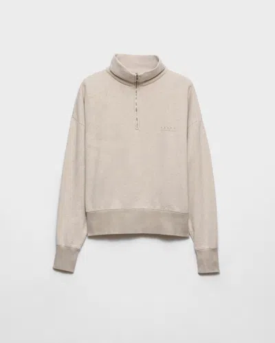 Prada Polo Felpa Logo In Neutral