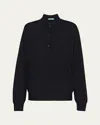 Prada Polo Long Sleeve Cashmere Sweater In Nero