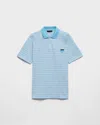 Prada Light Blue Striped Polo Shirt In Blue