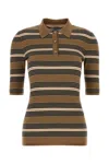 Prada Stretch Cotton Blend Polo Shirt With Embroidery In Multi