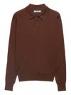 Prada Polo-neck Ribbed-knit Sweater In Brown