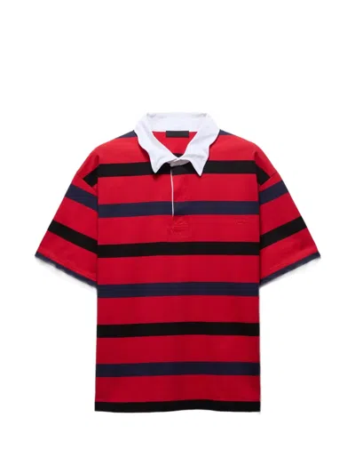 Prada Striped Polo Shirt In Red
