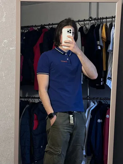 Pre-owned Prada Polo Red Tab T Shirt In Blue