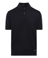 Prada Dark Blue Silk Polo Shirt In Blue