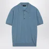 Prada Light Blue None Solid Shirt Collar Polo In Blue