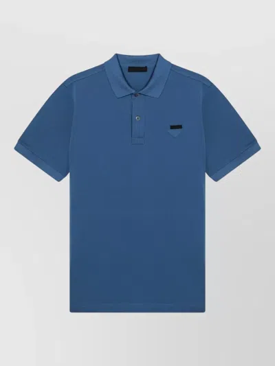 Prada Polo Shirt Chest Pocket Short Sleeves Collar In Blue