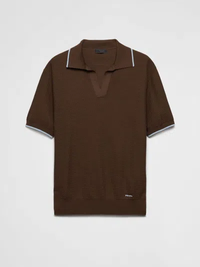 Prada Polo Shirt Men Ebony In Brown