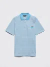 Prada Light Blue Striped Polo Shirt In Blue