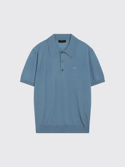 Prada Polo Shirt Men  In Blue