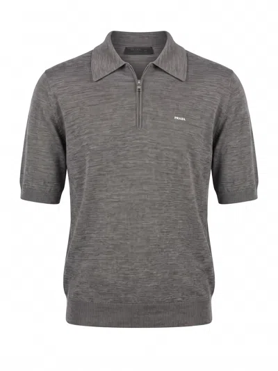 Prada Polo-neck Sweater In Gray
