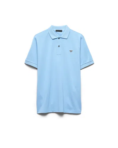 Prada Men's Piqué Polo Shirt In Blue