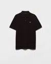 Prada Men's Slim Pique Knit Logo Polo In Black