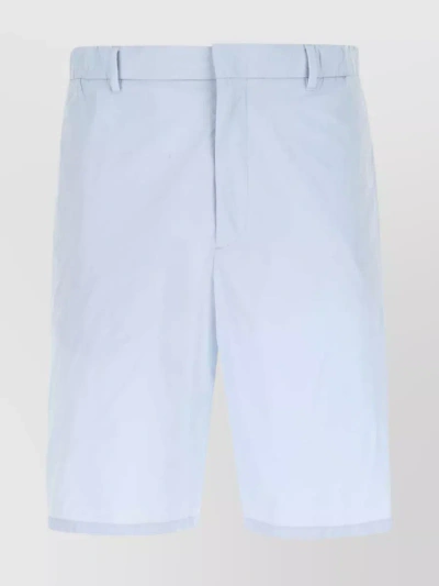 Prada Polyester Bermuda Shorts With Elasticated Waistband And Back Pocket In Blue