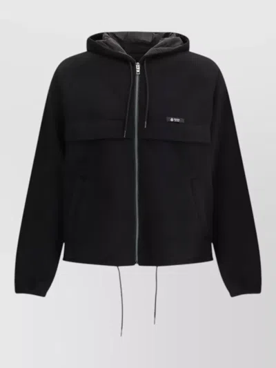 Prada Hooded Technical Fabric Blouson Jacket Clothing In Black