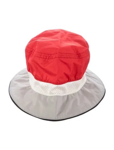 Pre-owned Prada Polyester Mesh Bucket Hat In Red