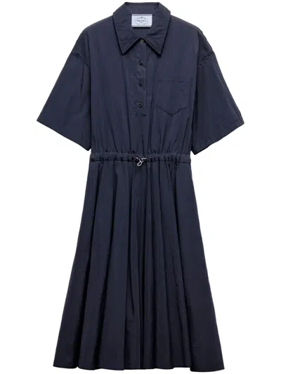 PRADA PONGÉ SHORT-SLEEVE MIDI DRESS