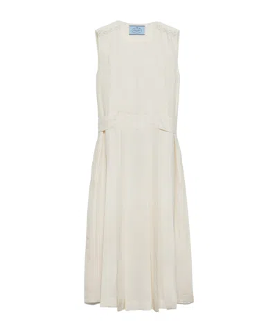 Prada Pongé Silk Dress In White