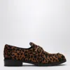 Prada Pony-effect Leather Leopard Moccasin In Cream