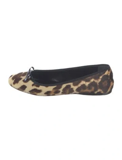 Pre-owned Prada Ponyhair Animal Print Ballet Flats In Neutrals