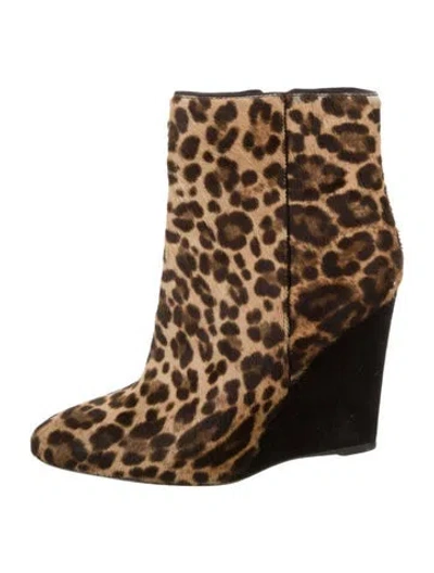 Pre-owned Prada Ponyhair Animal Print Boots In Brown