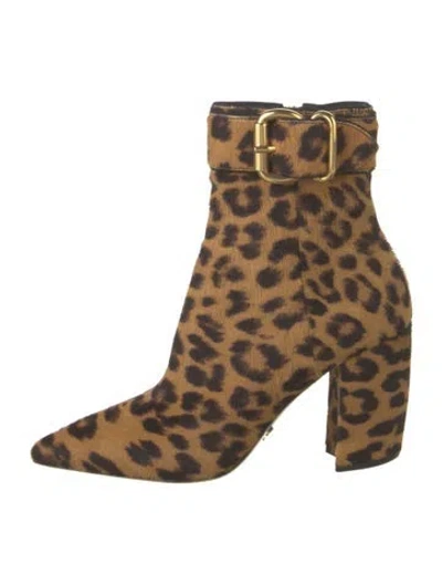 Pre-owned Prada Ponyhair Animal Print Boots In Brown