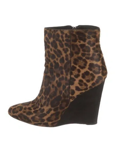 Pre-owned Prada Ponyhair Animal Print Boots In Brown