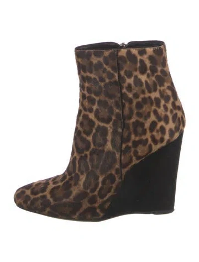 Pre-owned Prada Ponyhair Animal Print Boots In Neutral
