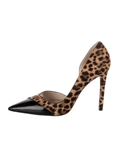 Pre-owned Prada Ponyhair Animal Print D'orsay Pumps In Multi
