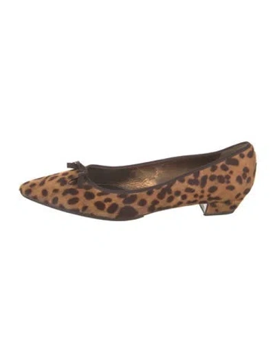 Pre-owned Prada Ponyhair Animal Print Flats In Neutral