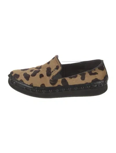 Pre-owned Prada Ponyhair Animal Print Loafers In Brown