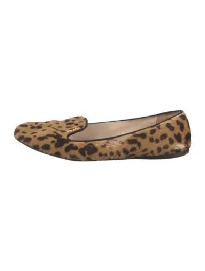 Pre-owned Prada Ponyhair Animal Print Loafers In Brown
