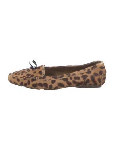 Pre-owned Prada Ponyhair Animal Print Loafers In Brown