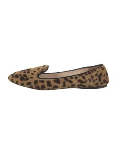 Pre-owned Prada Ponyhair Animal Print Loafers In Neutral