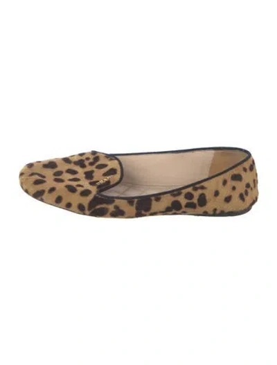 Pre-owned Prada Ponyhair Animal Print Loafers In Neutral