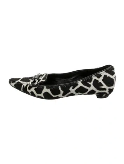 Pre-owned Prada Ponyhair Animal Print Loafers In Neutrals