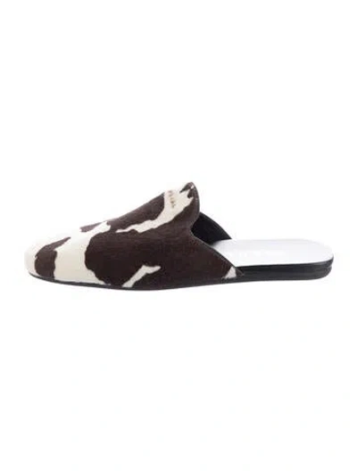 Pre-owned Prada Ponyhair Animal Print Mules In Brown