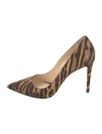 Pre-owned Prada Ponyhair Animal Print Pumps In Brown