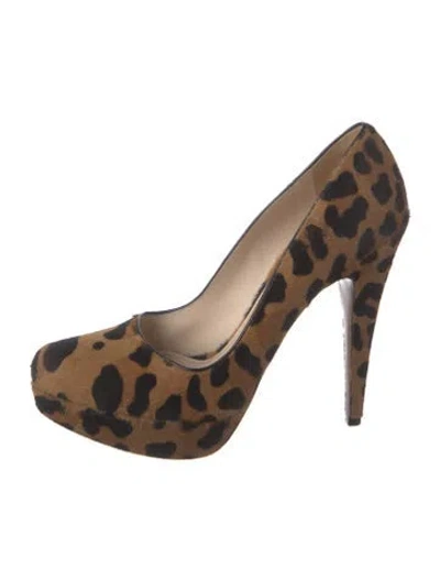 Pre-owned Prada Ponyhair Animal Print Pumps In Neutral