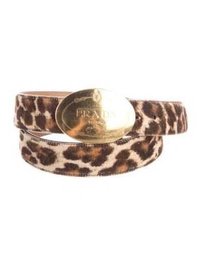 Pre-owned Prada Ponyhair Belt Kit In Neutrals