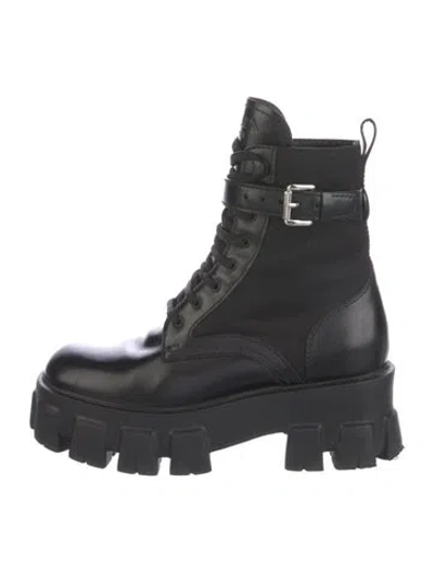 Pre-owned Prada Ponyhair Combat Boots In Black