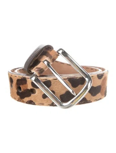 Pre-owned Prada Ponyhair Waist Belt In Brown