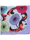 Prada Pop-retro Floral-printed Silk Scarf In Blau