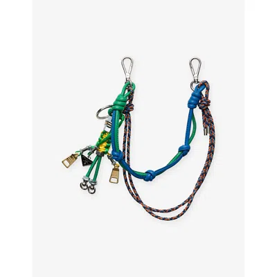 Prada Womens Green Pop Strings Leather And Metal Keychain Charm In Multi