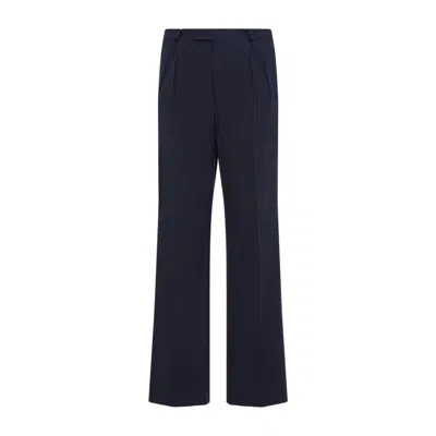 Prada Cotton Popeline Pants Button Detail In Blue