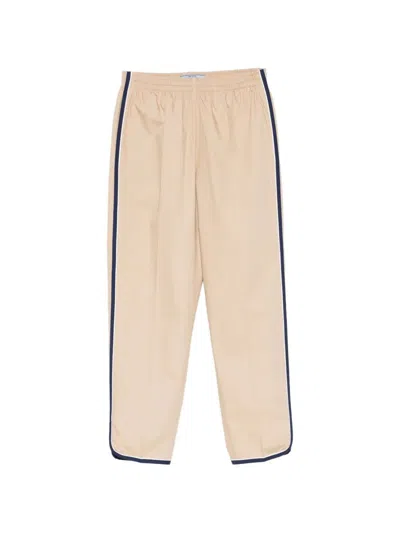 Prada Side-stripes Straight Trousers In Neutral