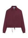 Prada Zip Jacket With Shirt Collar And Drawstring At The Hem In Burgundy